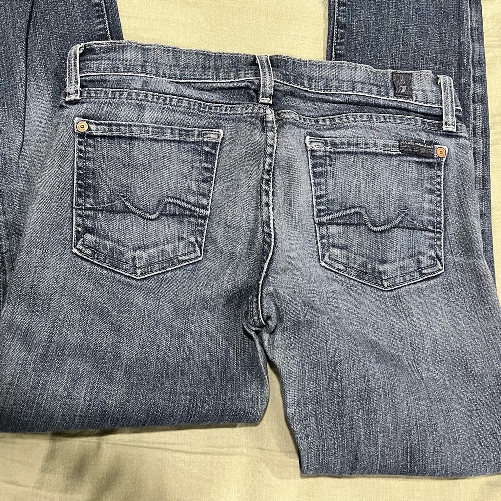 Low rise straight leg petite length jeans